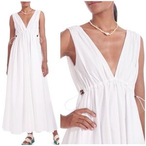 STAUD Waterfall Maxi White Dress SZ M